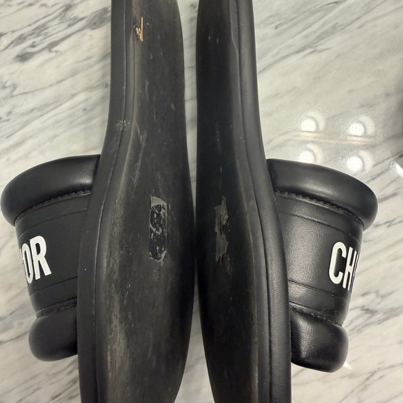 Dior Black Christian Dior Paris Logo Slide Sandals sz 36.5 - Picture 3 of 6